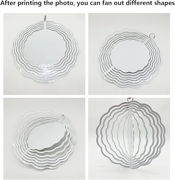 5 pcs 10 inch Sublimation Wind Spinner Blanks Round Sublimation Blanks Products Stainless Steel Metal Indoor Outdoor Garden Decoration for Heat Press Transfer Sublimation Blank Gift