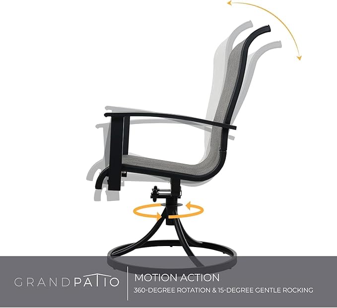 Grand patio Outdoor Swivel Dining Chairs 6-Piece Patio Dining Chair Set Mesh Sling Patio High Back Swivel Rockers, Mixed Coffee