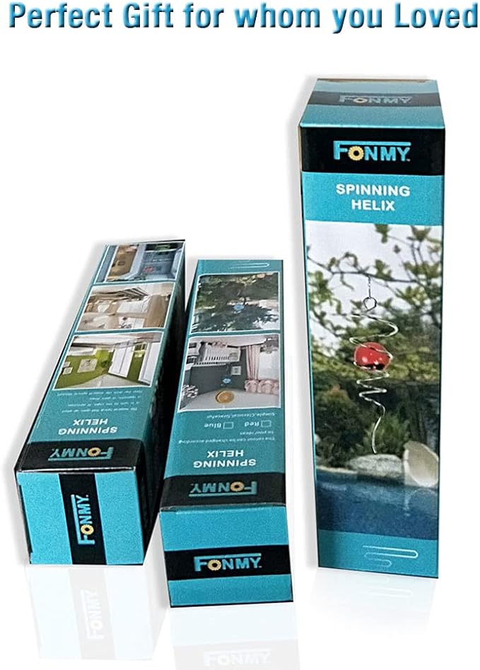 FONMY Gazing Ball Spiral Tail Wind Spinner Stabilizer with Swivel Hook 11inch Stainless Steel Tail and 2 inch Green Glass Orb. Indoor Outdoor Garden Decoration Hanging Ornaments 13 inch Height