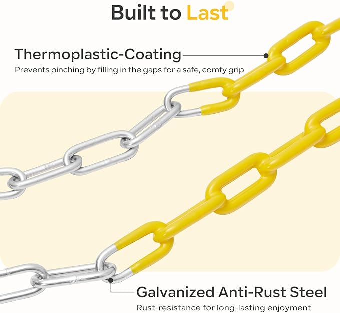 DECORLIFE 2-Pack Swing Seats for Swing Set, Support 330lb, Swings Replacement Kits with Coated Chains for Kids Adults, Swing Set Accessories with Snap Hooks for Outdoor Backyard Playground, Blue