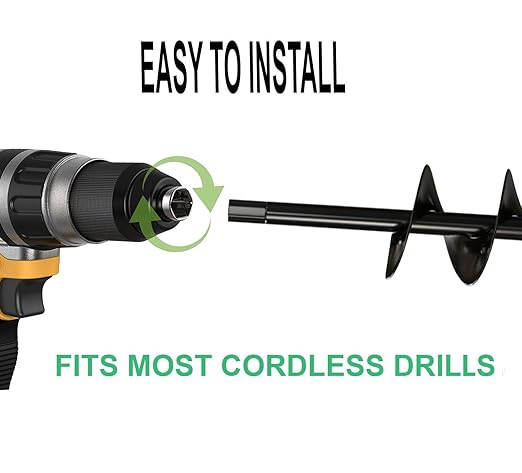 Auger Drill Bit for Planting 3 Pack with Extension - Spiral Hole Planter for Bulbs, Fence Posts, and Umbrella Holes - 3/8'' Hex Drive Drill- Gardening Hole Digger Yard Tools - Garden Drill Attachments