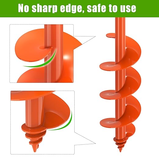 Auger Drill Bit for Planting 4 x 24'', Threaded Garden Auger Post Hole Digger, Spiral Drill Earth Dirt Soil Augers for Bulb, Tulip, Tree, Fence Post and Umbrella Holes, Fits in 3/8” Drill Chuck