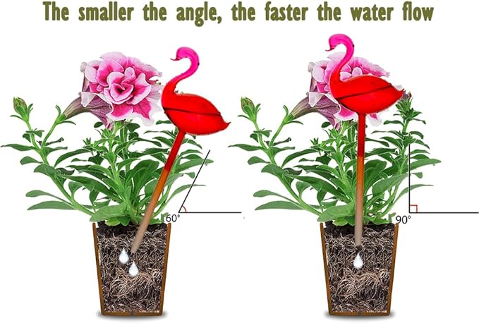 Adabocute Plant Watering Globes, Flamingo Self Watering Globes, Glass Self Watering Planter Insert, Gradient Hot Pink Plant Watering Devices, Automatic Plant Waterer Indoor, Watering Bulbs, 2 Pack