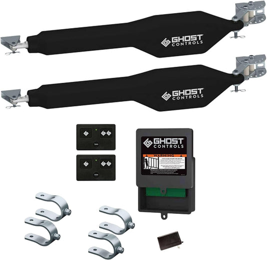GC GHOST CONTROLS Heavy-Duty Automatic Gate Opener Kit for Swing Gates with Long-Range Gate Opener Remote - Model TDS2