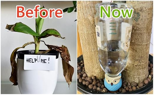 4 Pack Plant Watering Devices, Watering Can Shape Terracotta Watering Spikes, Vacation Self Watering Planter Insert, Automatic Plant Waterer for Indoor Outdoor Plants (Watering Cans)