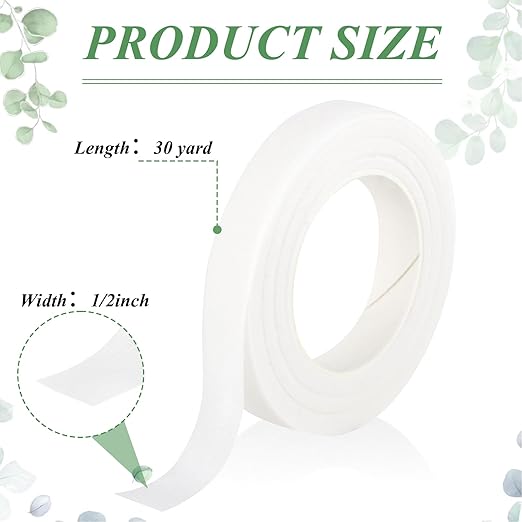 Phinus 9 Rolls Floral Tape, 1/2 Inch x 30 Yard Flower Tape, Green Floral Tape for Floral Crafts Supply, Bouquet Stem Wrapping, Wedding Bouquet (White)