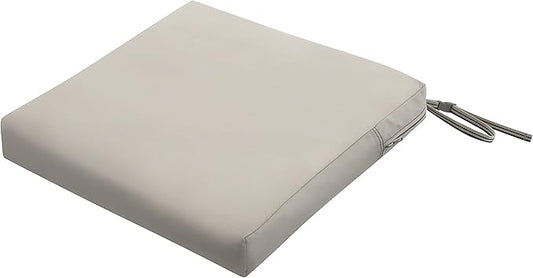 Classic Accessories Ravenna Water-Resistant 19 x 19 x 3 Inch Patio Seat Cushion, Mushroom, Chair Seat Cushion