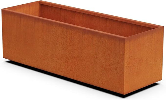 Corten Steel Planter Rectangle Outdoor Metal Garden Box Heavy Duty | Made in USA | Fully Assembled