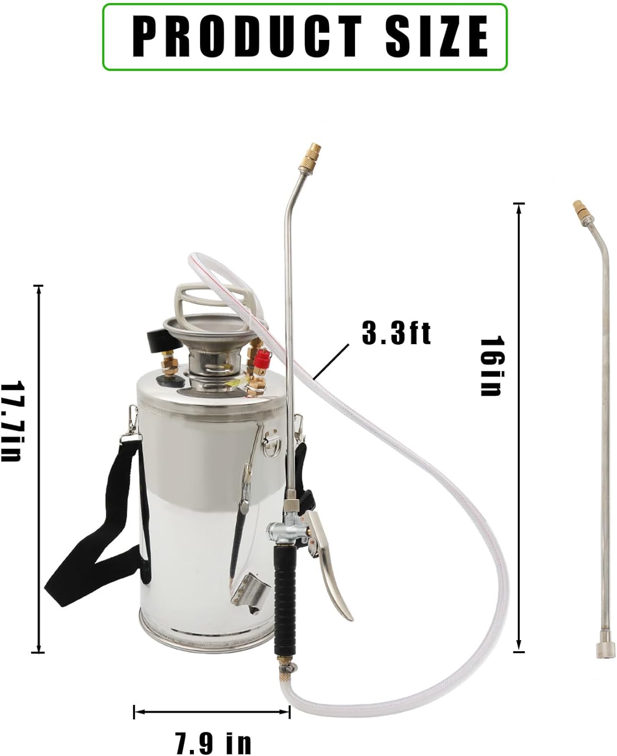 1.5 Gallon Stainless Steel Sprayer Hand Pump Sprayer with Pressure Gauge Safety Valve Adjustable Nozzle for Gardening Lawn and Cleaning