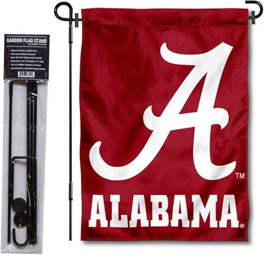 College Flags & Banners Co. Alabama Crimson Tide Script A Garden Flag with Stand Holder
