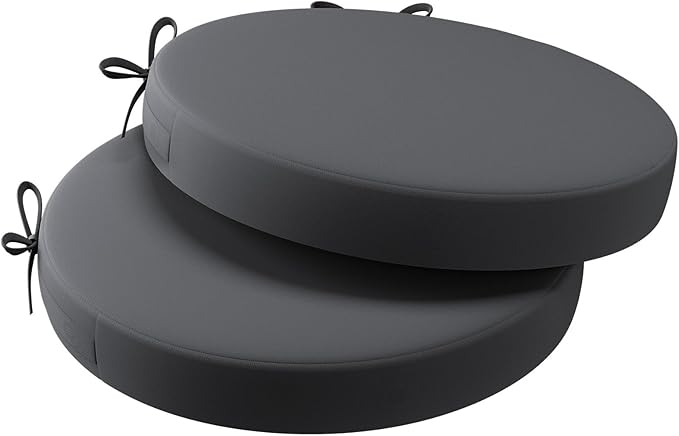 AAAAAcessories Outdoor Seat Cushions for Chairs, Waterproof, Fade-Resistant Patio Furniture Replacement Cushions, 15" x 15" x 2", Set of 2, Dark Gray