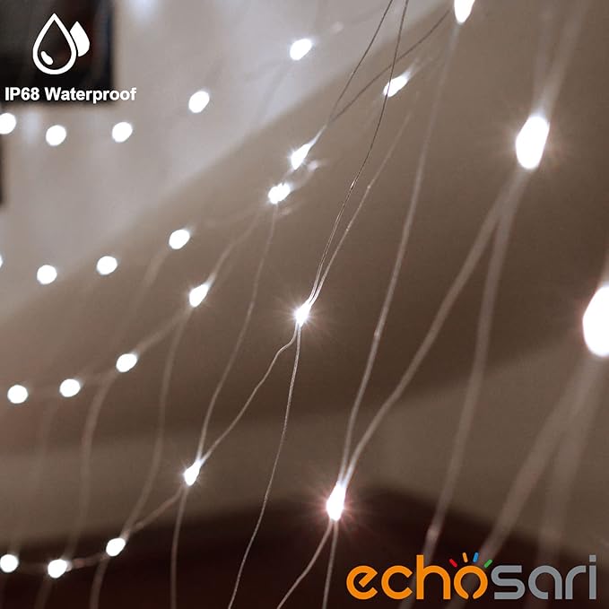 Echosari 720 LED Net Light 20ft x 13ft Large Size Bush Light Plug-in, IP68 Fully Waterproof Outdoor for Garden Backyard Wall Trees Party Holiday Decoration (Cool White)
