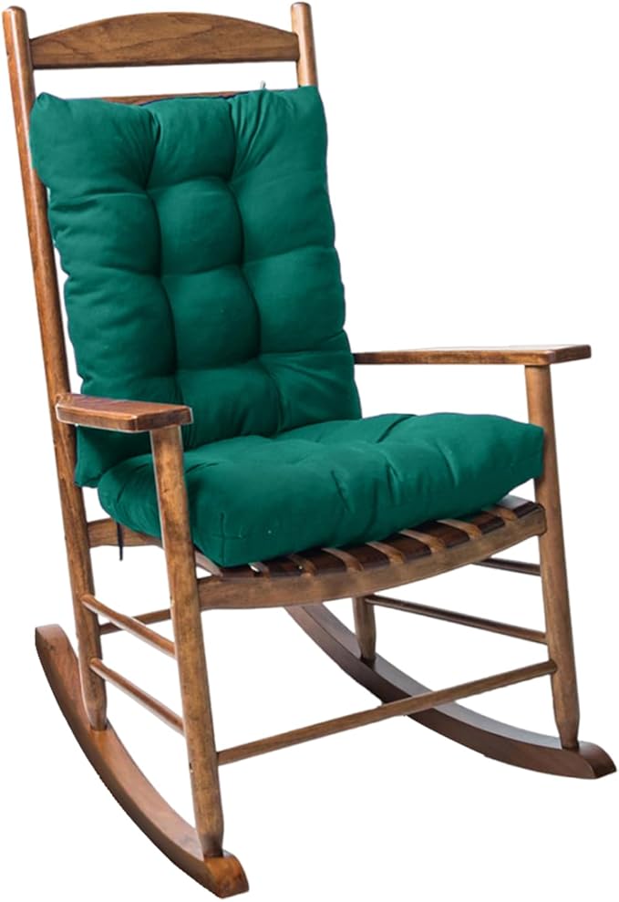 Dark Green Chair Cushion Rocker Pad for Indoor Outdoor Thick Patio Rocking Chair Replacement Cushions
