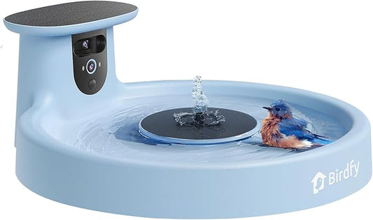 Birdfy Smart Bird Bath with Camera Solar Powered & Fountain, Dual-Lens Camera for Wildbird Watching, Auto Capture Bird Videos & Motion Detection - AI Lifetime Version