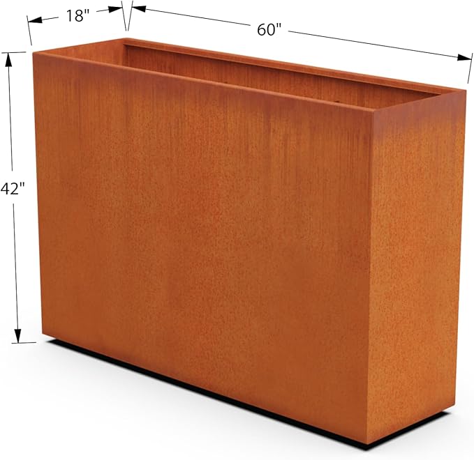 Corten Steel Planter Rectangle Outdoor Metal Garden Box Heavy Duty | Made in USA | Fully Assembled