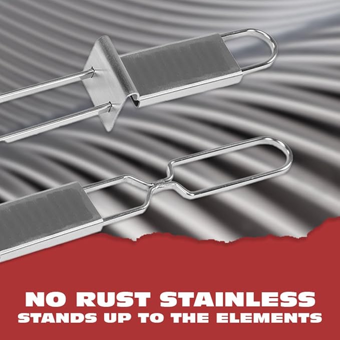 BBQ-AID Premium Barbecue Metal Skewers for Kabobs with Quick Release - Double Pronged, Stainless Steel Metal Skewer for Grilling - Shish Kabob Sticks, Veggies & More