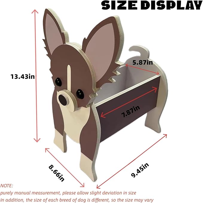 Chihuahua Dog Planter Plant Pots,Cute Garden Dog Flower Planter,Dog Planters Birthday Gifts for Women,Office,Indoor/Outdoor Decor（9.45 * 5.94 * 13.39in）
