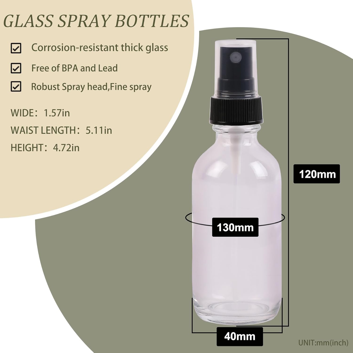 Clear Glass Small Spray Bottles 2 oz 48 Packs,Fine Mist Sprayer Pretty Finish,Refillable Containers mini spray bottles for Cleaning Solutions and Skin Care (Clear 48Pack)