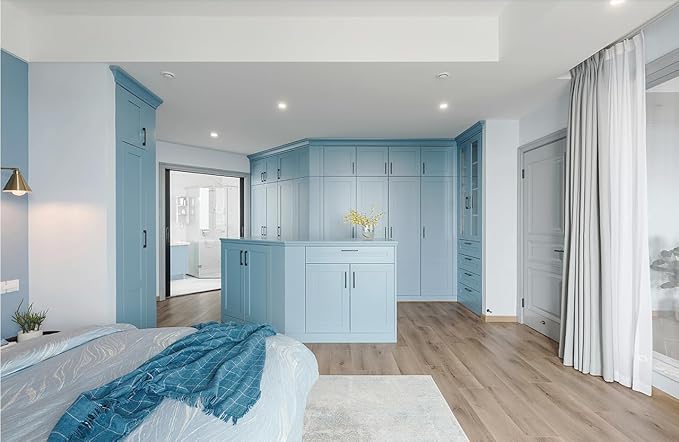 Dimoon 78.7''x17.7'' Blue Peel and Stick Wallpaper Contact Paper Modern Self Adhesive Wall Paper Removable Renter Friendly Textured Solid Color Shelf Cabinet Vinyl Roll (78.7''x17.7'',Light Blue)