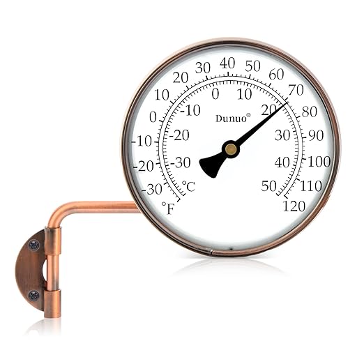 4 Inch Outdoor Thermometer, Outside Temperature Gauge Decorative for Patio, Window, Greenhouse, Garage, Brass Swivel Thermometer (4inch Thermometer)