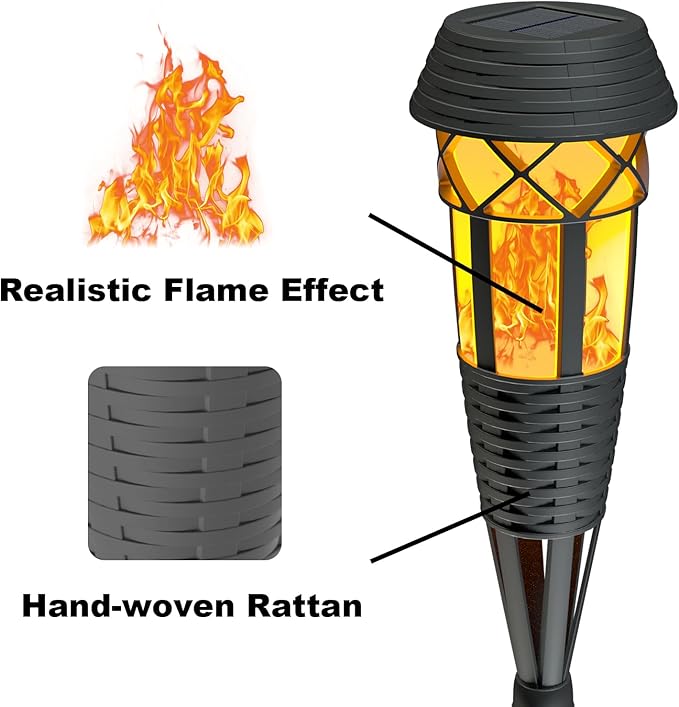Flickering Flames Torch Light Solar Garden Lights Waterproof Landscape Lighting - 2 Pack