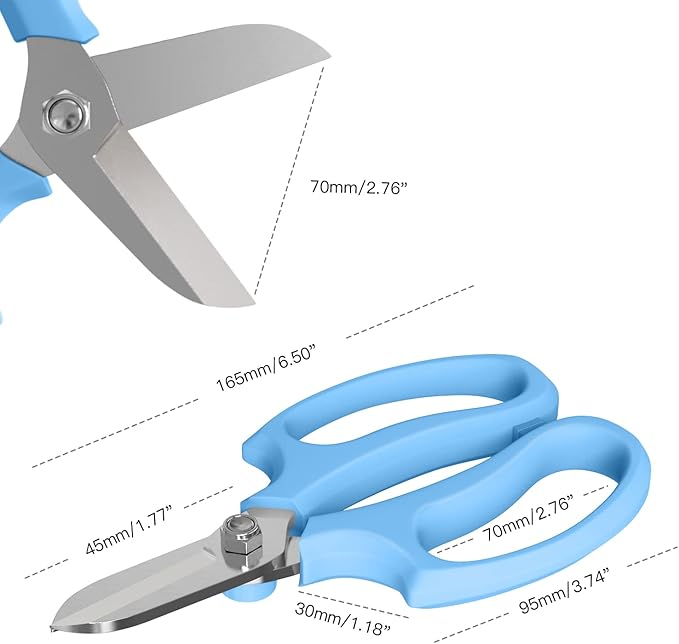 Flower Scissors, Strong Floral Shears, Premium Steel Garden Pruning Shears Floral Fruits Leaf Scissors Hand Pruner Snip Trimming Tool for Gardening Flower Arrangement, Light Blue