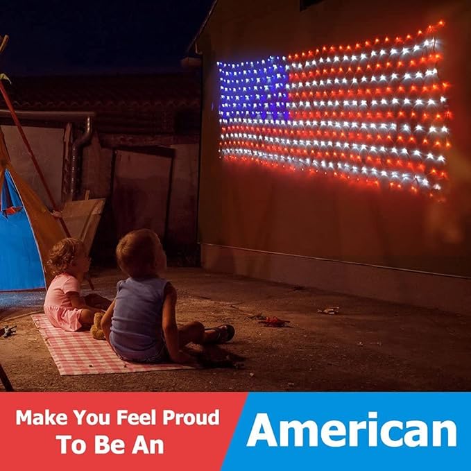 American Flag Lights 420 Super Bright LEDs, Waterproof LED US Flags Light for 4th of July Decorations, Memorial Day, Independence Day, Garden, Yard, Holiday, Party, Christmas Decorations