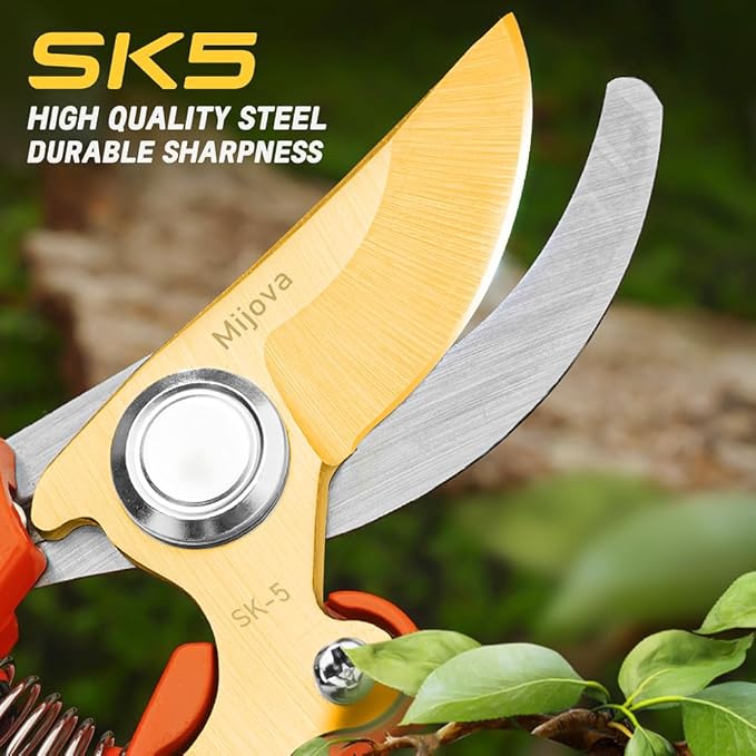 Garden Pruners, Heavy Duty Garden Clippers,Pruning Shears with Adjustable Thumb Lock,Hand Gardening Tools Pruners,Stainless Steel Sharp Gardening Scissors (MJ003)