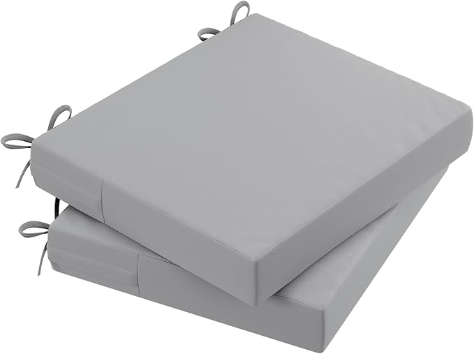 AAAAAcessories Outdoor Seat Cushions for Chairs, Waterproof, Fade-Resistant Patio Furniture Replacement Cushions, 18.5" x 16" x 3", Set of 2, Gray