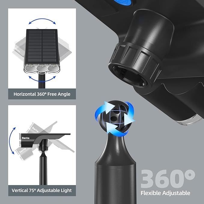 Barrina WRGB Solar Lights Outdoor, Color Changing Solar Landscape Lighting with 360° Horizontal Adjustable, RGB Solar Spotlights Outdoor for Outside, 6 Packs
