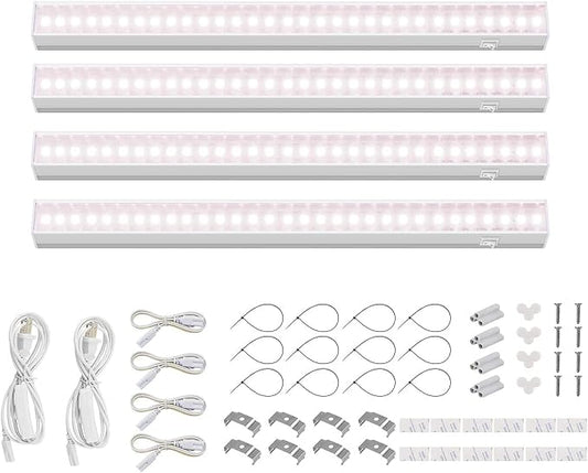 Barrina Grow Light for Indoor Plants, Full Spectrum Sunlight, 1ft Grow Lamp, LED Grow Light Bulbs, T5 Grow Light Strip, Plug and Play, Pinkish White, 4-Pack