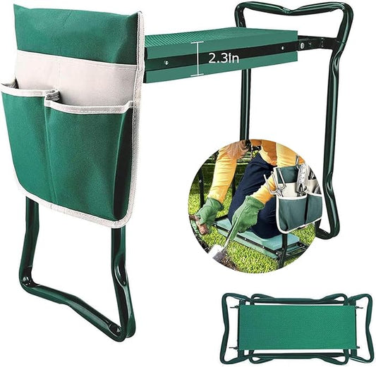 Garden Kneeler and Seat Stool Heavy Duty Garden Folding Bench with Large Tool Pocket and Soft EVA Kneeling Pad for Gardening Lovers