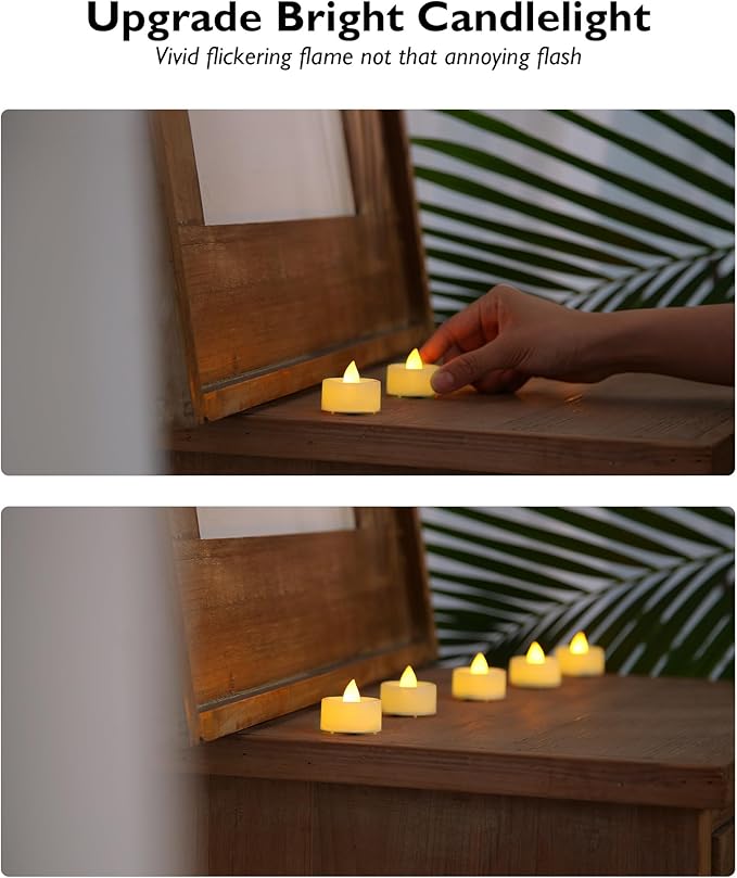 BEICHI Flameless Candles, 24Pack Battery Operated Candles, LED Tea Lights Candles Battery Operated, Flickering Fake Candles for Wedding Party Home Decor- Warm White, Ivory Base