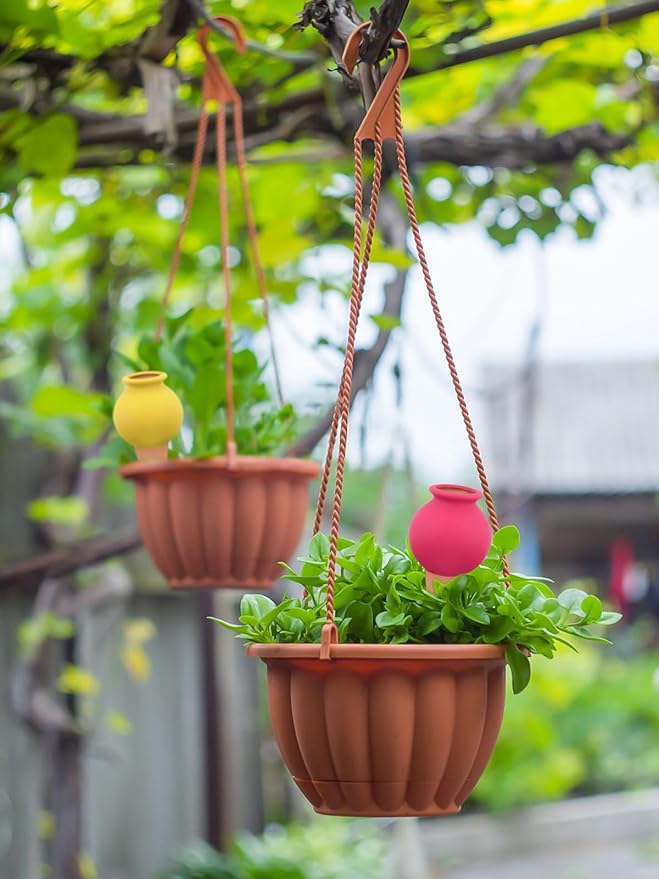 4Pcs Plant Watering Globes, Kalolary Hedgehog Shape Self Watering Spikes Terracotta Drip Water Stakes Irrigation Watering Bulbs for Pot, Indoor, Outdoor, Vacation (Bottle)