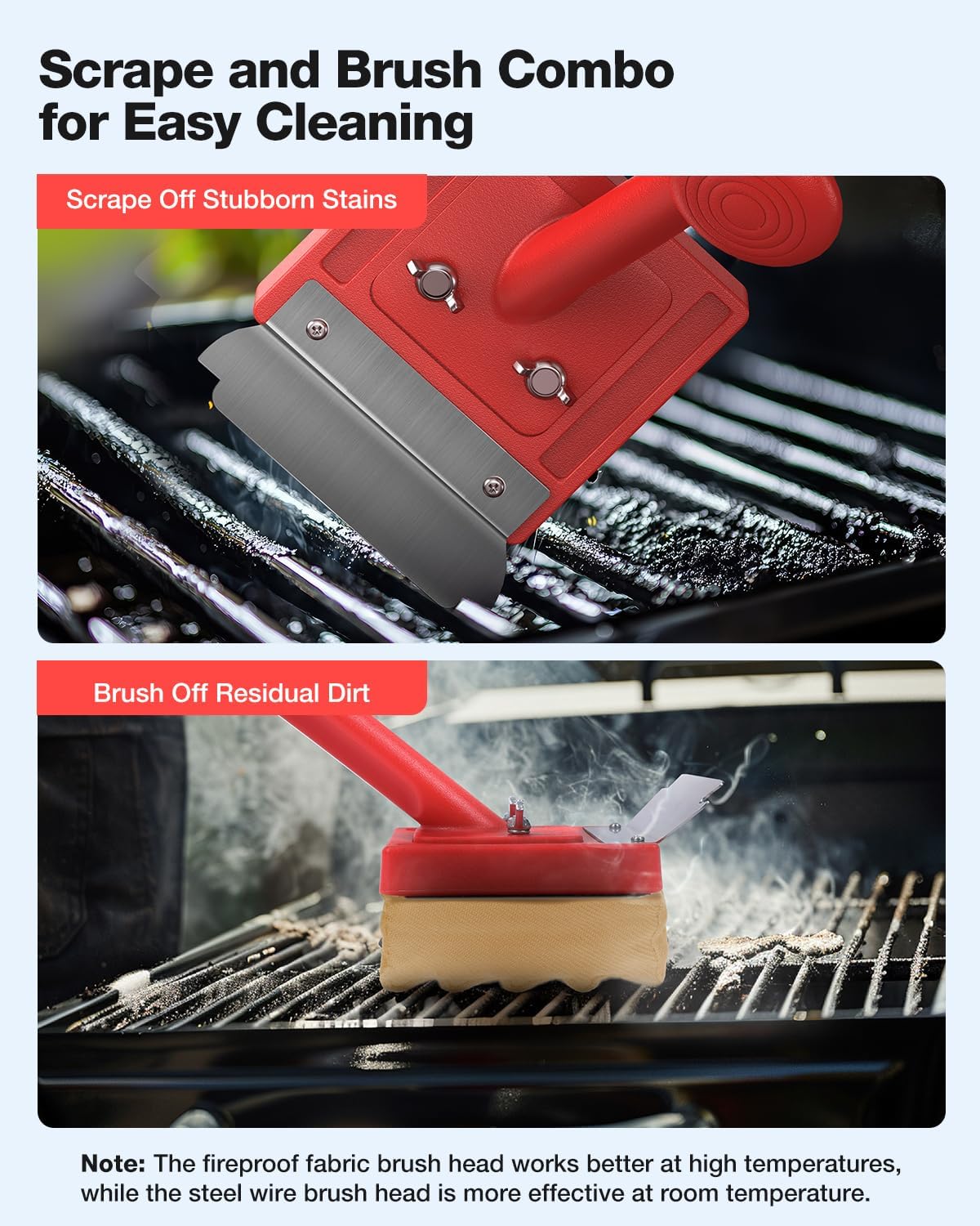 Grill Brush Bristle Free(Steel Wire),Replaceable BBQ Cleaning Head,Safe Replacement Cleaning Pad for Cast Iron or Stainless-Steel Grates (No Handle)