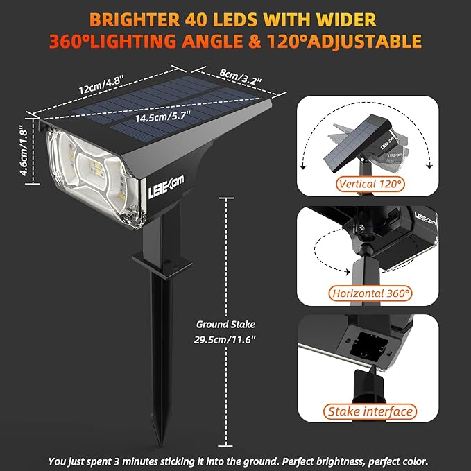 Color Solar Lights Outdoor Waterproof Spotlights with 9 Light Modes, Color Changing Solar Outdoor Lights for Decorate Festivals, Colored Solar Spot Lights Auto On/Off, RGBW Landscape Lights