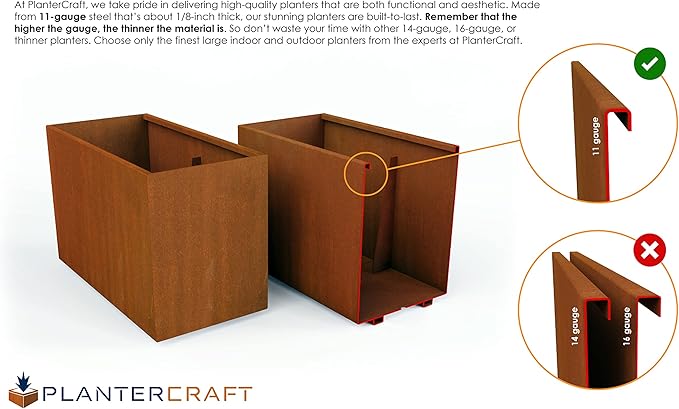 Corten Steel Raised Garden Bed – 36-Inch Large Rectangular Planter Box | Heavy Duty, Low Profile Metal Design | Made in USA, Fully Assembled