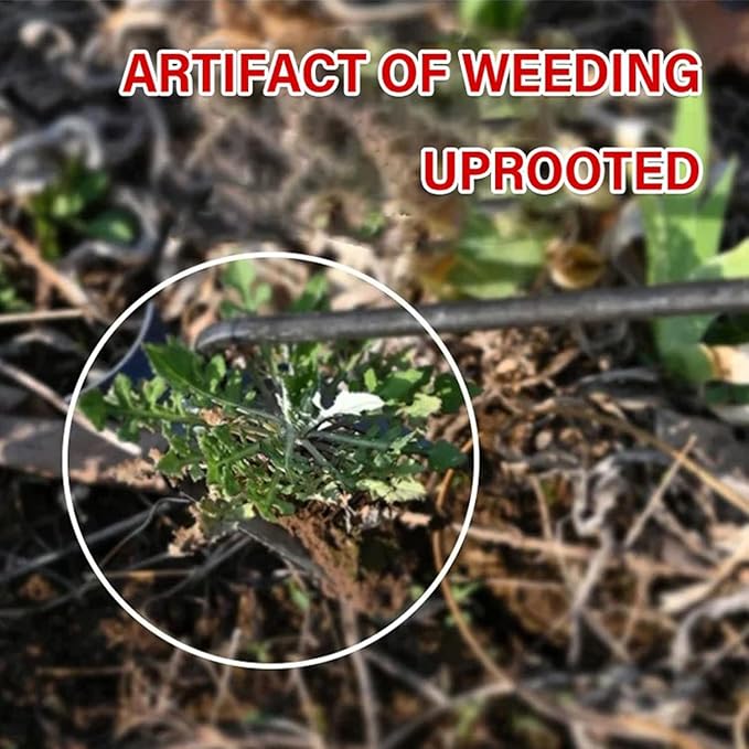Amposei Weeding Artifact Uprooting Weeding Tool, Multifunctional Weeder, Hand Weeder Tool, Stand Up Weed Puller Tool with Handle for Garden Yard Farm Weed Removal (20in, Black Metal Handle)