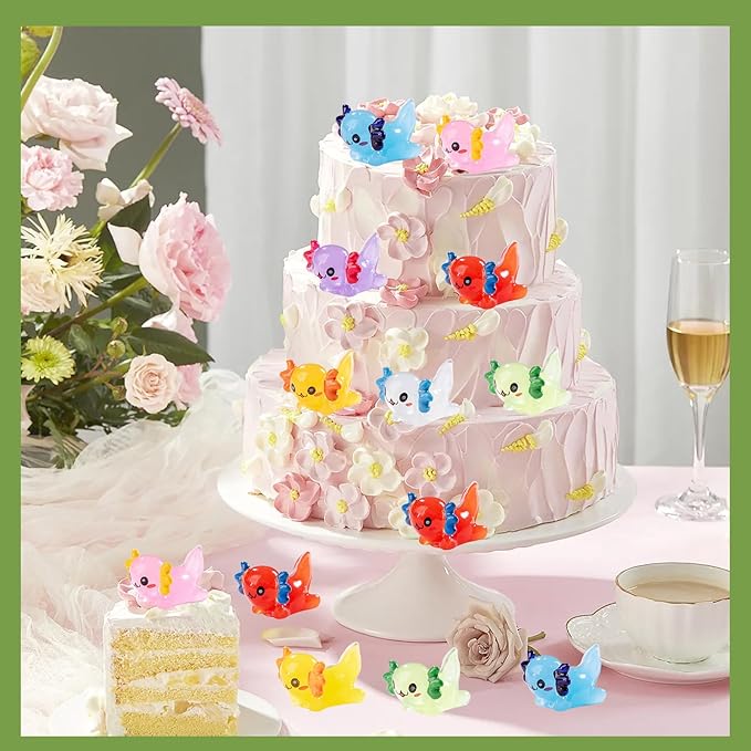 72 Pack Mini Animals Tiny Axolotl Figurines Glow in Night Bulk for Miniature Dollhouse Decor Accessories Garden Aquarium Potted Ornament Party DIY Charms Office Classroom Activity to Hide