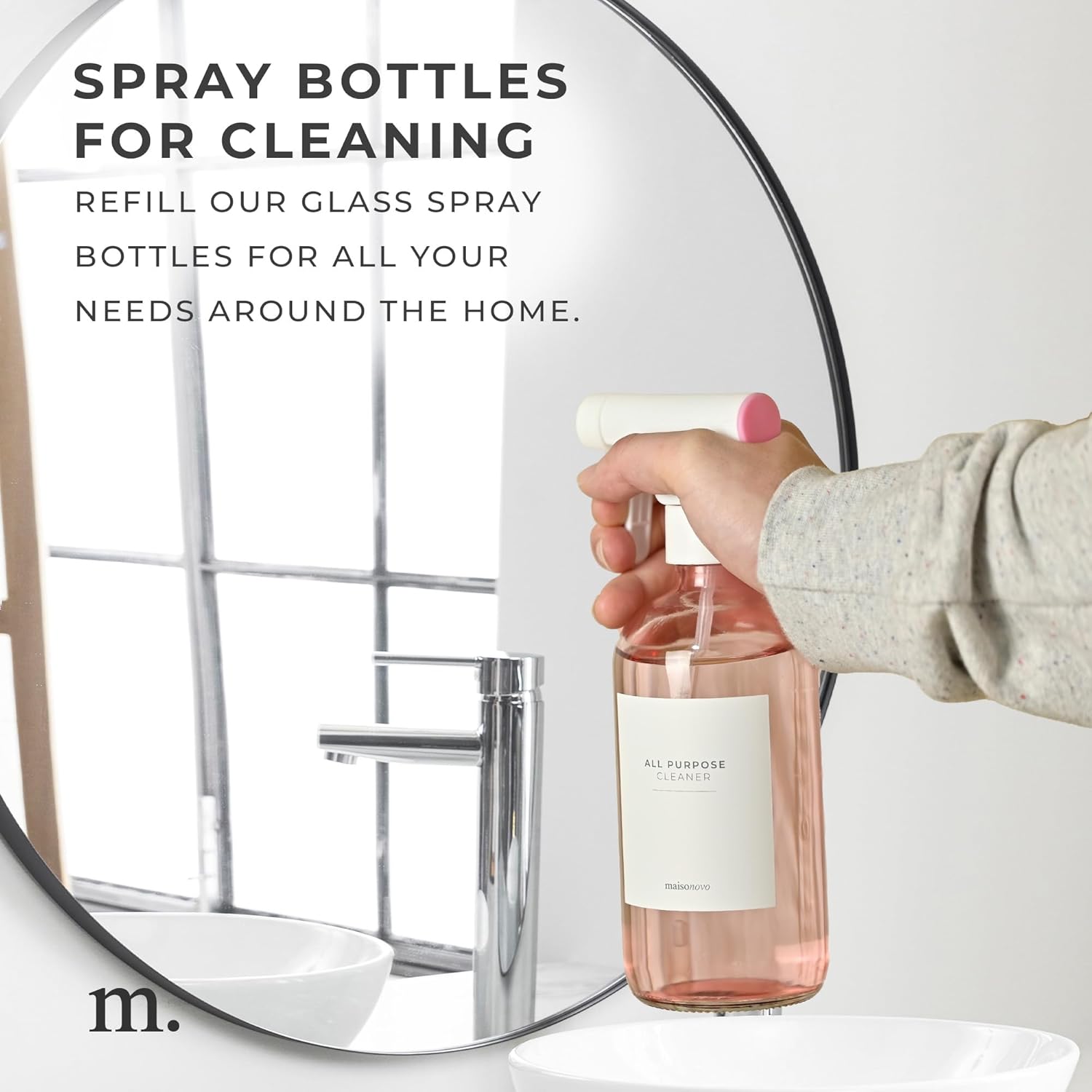 MaisoNovo Spray Bottle for Hair - 16.9 fl oz Pink x 2 with 16 Labels