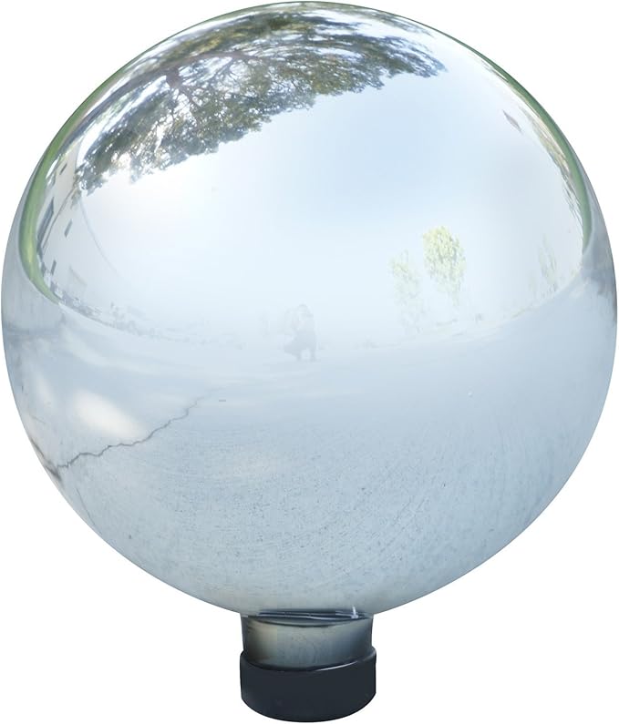 Alpine Corporation 10" Diamater Indoor/Outdoor Glass Gazing Globe Festive Yard Décor, Green
