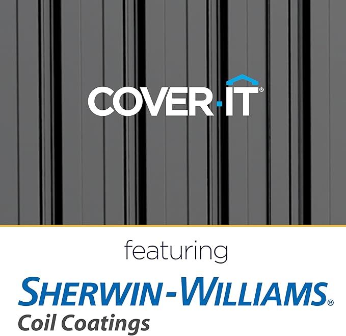 Cover It 6' x 4' Galvanized Steel Outdoor Storage Shed with Pent Roof and Lockable Sliding Doors, Weather-Resistant Steel Storage Shed for Backyards, Gray