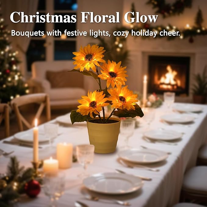 Sunflower Lamp for Womens Gifts, Christmas Birthday Gifts for Women Mom Granddaughter Girlfriend Friend Wife Her Anniversary Birthday, Bedroom Bar Coffee Shop Sunflower Night Light Flower Lamp Decor