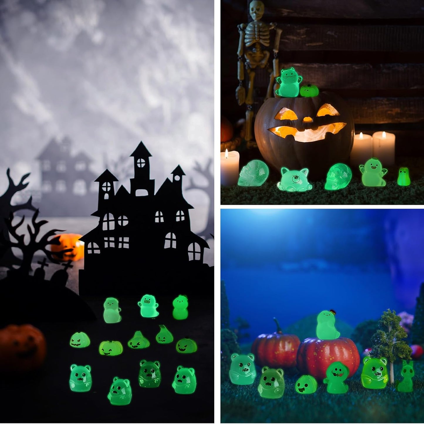 58 Pcs Luminous Mini Figures Glow in Dark Tiny Resin Figures Set Fairy House Diorama Accessories Ornament for Garden Dollhouse Craft DIY