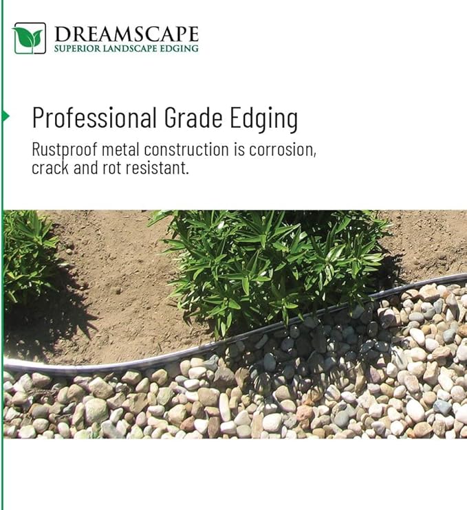 Dreamscape E-Z Edge Aluminum Landscape Edging - 12 Strips, 6ft Each (72ft Total), Mill Finish (Natural Aluminum) - Professional Quality Landscaping Border, Metal Divider for Lawn, Garden, Flowerbed…