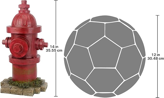 Design Toscano Dog's Second Best Friend Fire Hydrant Pee Post Indoor/Outdoor Statue, Medium 14 Inch Tall, Cast Stone Resin, Red Painted Finish