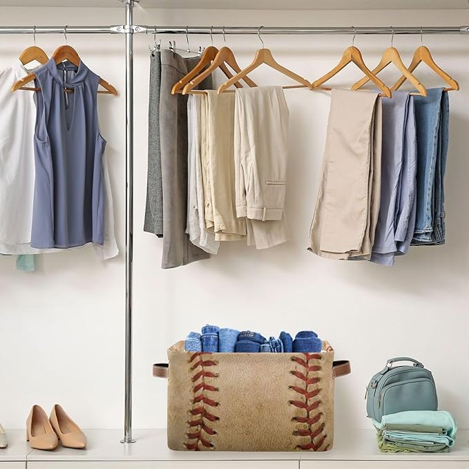 Baseball Rectangular Storage Basket Organizer Bin Shelf Baskets For Home Office Dorm