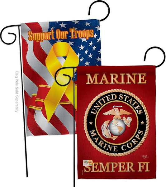 Breeze Decor GP108057-BOAF Marine Corps Americana Military Decorative Vertical Pack, Garden Flag 13"x 18.5", Thick Fabric