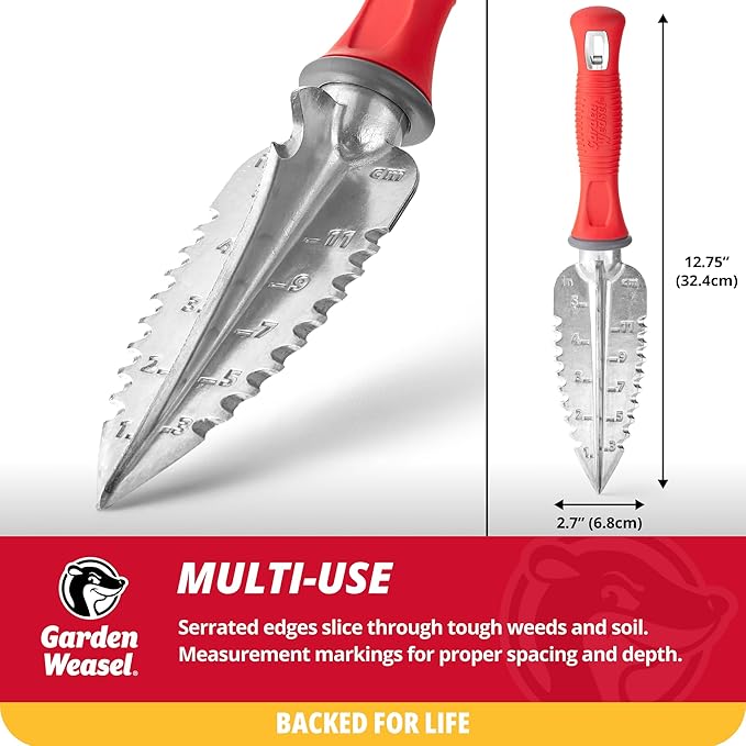 Garden Weasel Multi-Use Transplanter | Dig, Cultivate, Plant, Weed | Planting and Gardening Hand Digging Tool, Heavy Duty Trowel, Mini Gardening Shovel | 91360