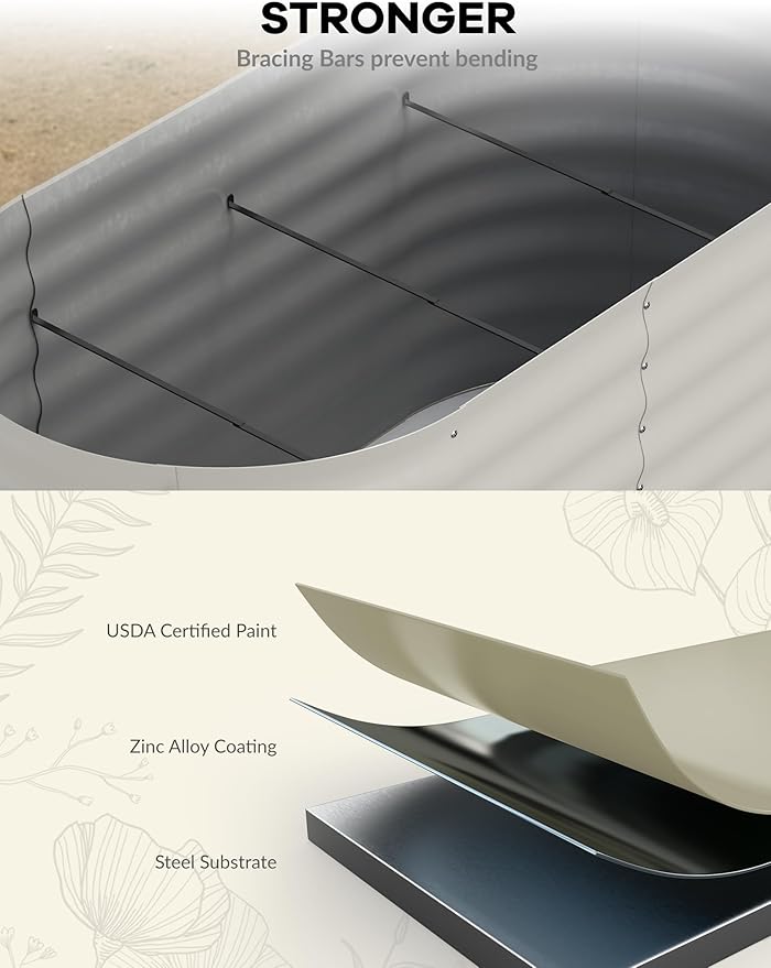 8x4x1.5 ft Raised Garden Bed,Galvanized Raised Planter Boxes Outdoor with Easy Assembly, Large Garden Bed for Vegetables, Fruits, Flower,Raised Garden Bed,Beige